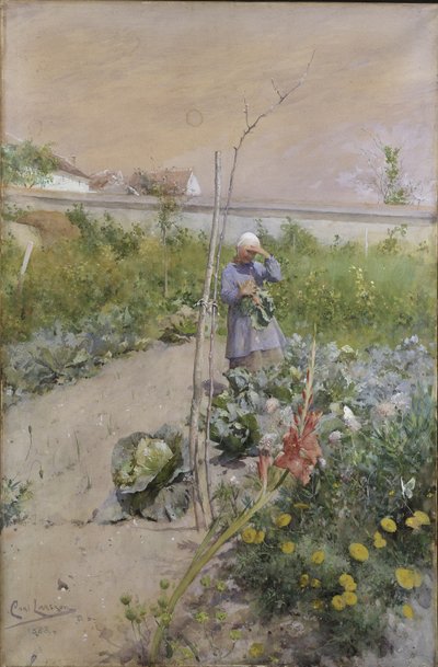 A konyhakertben, 1883 alkotó: Carl Larsson